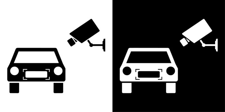 ofvs750 OutlineFilledVectorSign ofvs - license plate recognition vector icon . lpr camera . cctv . video surveillance . isolated transparent . outline and filled version . AI 10 / EPS / PNG . g12096
