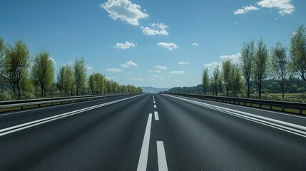 A summer highway with clear skies and the sun shining down on the asphalt. for product display concept of car sale