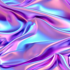 Obraz premium Colorful iridescent fabric folds creating a vibrant abstract background with a metallic sheen, showcasing shades of purple and blue, Seamless or tile pattern.