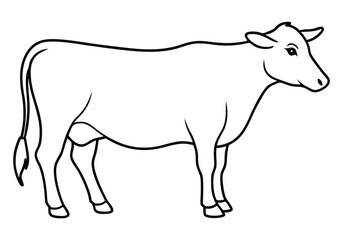 Continuous Line Drawing of a Standing Cow – Minimalist Animal Vector Art