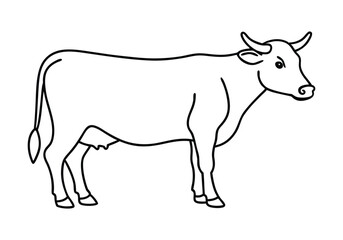 Continuous Line Drawing of a Standing Cow – Minimalist Animal Vector Art