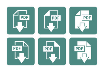 biała ikona pobierania plików PDF na zielonym tle