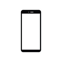 White blank screen display smartphone with front camera isolated on white background.