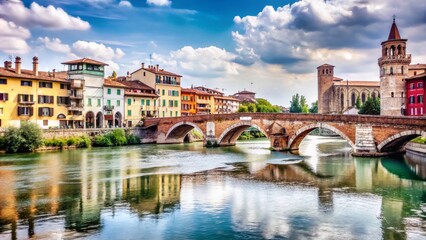 Naklejka premium Stunning Architectural Photography of Verona's Historic Houses along the River