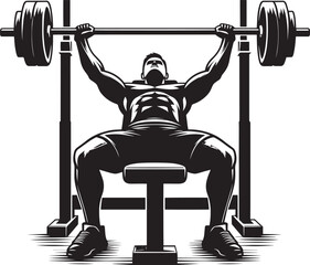 Bench press Gym exercise Silhouette illustration isolated on a white background