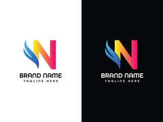 N Letter Logo Leaf Aroplane logo Design Template