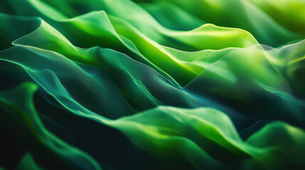 Obraz premium Vibrant green waves of abstract fabric art in motion