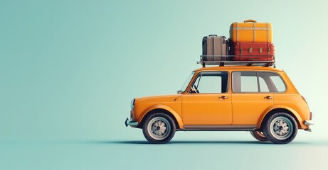 Car with Luggage Ready for Winter Vacation. AI generated illustration.