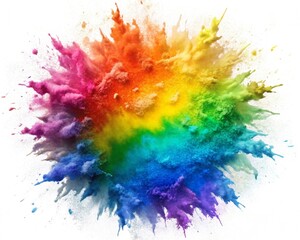 Fototapeta premium Explosion of pride rainbow paint isolate on white background 