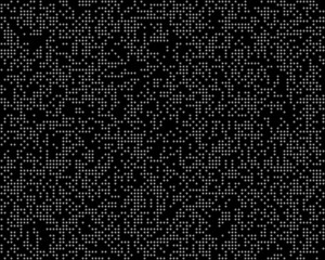 a scattered dot pattern on a black background, resembling stars in a night sky. The random arrangement of small white dots creates an abstract, cosmic or galaxy-like effect.