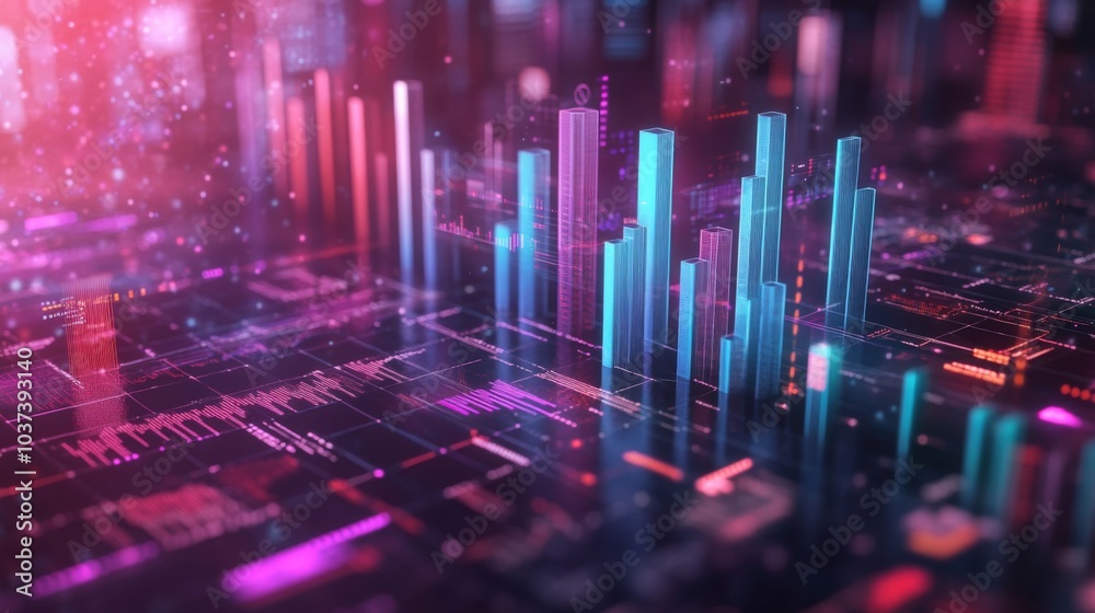 Aufkleber futuristic data visualization with neon effects