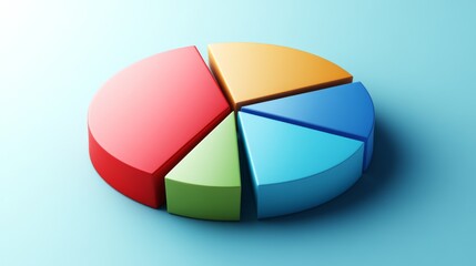 Fototapeta premium Colorful Pie Chart on Blue Background