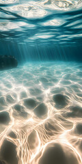 Beautiful lake bottom and seabed, sunlight refracted in the water, mobile phone wallpaper, computer wallpaper
