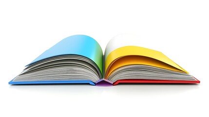 Naklejka premium Open book with colorful illustrations, isolated on a clean white background