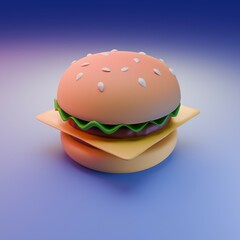 hamburger3D on a blue background.