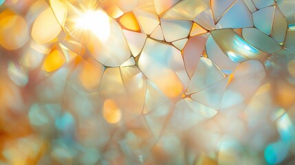 abstract attractive background consisting of pieces of multicolored glass and rays of light. Pleasant and minimalistic shades