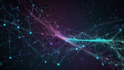 Abstract technology background featuring a dynamic mesh of interconnected particles and lines. Wall texture background.