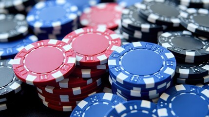 Colored poker chips, white isolate background