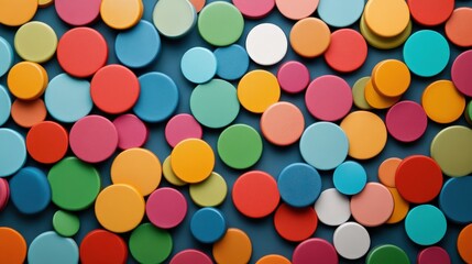 Colorful round shapes on a blue background
