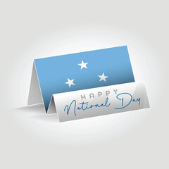 Micronesia country paper flag standing on the ground. Happy national day flag design.