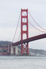 South Tower Of Golden Gate Bridge With Overcast Sky