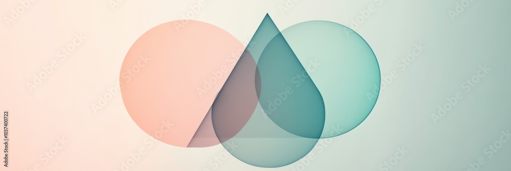 Aufkleber Colorful geometric shapes seamlessly blend together on a gentle pastel background, creating a vibrant abstract design. Generative AI