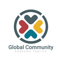 Global Community Logo Icon Elements Template. Community human Logo template vector.