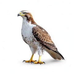 Obraz premium Majestic Hawk Perched on a White Background