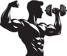 Dumbbell curl exercise Gym exercise Silhouette illustration isolated on a white background