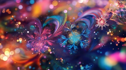 Abstract shapes, reminiscent of a kaleidoscopic view of a snowflake