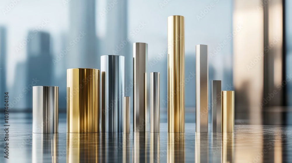 Poster abstract metallic shapes in modern urban setting
