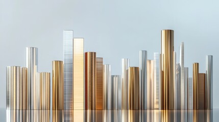 Obraz premium Metallic Cityscape of Geometric Architectural Forms