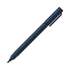 Black felt tip marker pen with caps off. Flat vector illustration isolated on white background. Art supply concept. Perfect for creative projects