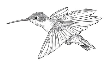 Obraz premium Hummingbird in Flight Line Drawing
