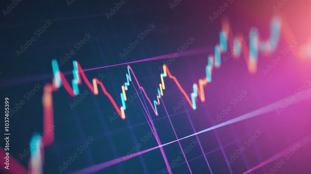 Poster Vibrant Financial Data Graph with Colorful Trends