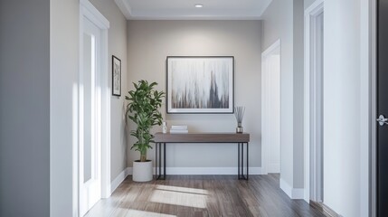 Modern Hallway with Natural Light and Minimal Decor
