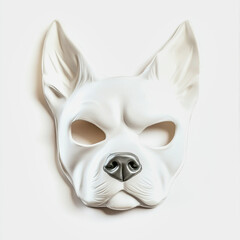 Obraz premium Unique half mask of a white dog for subculture enthusiasts on a simple white background