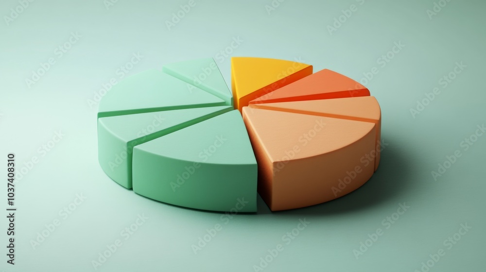 Aufkleber Colorful 3D Pie Chart on Minimalistic Background