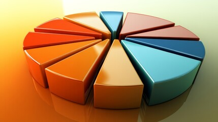 Obraz premium Colorful 3D Pie Chart Representing Data Segments