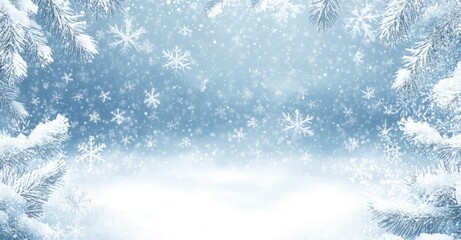 Winter snowflake snowy border background design. AI generated illustration.