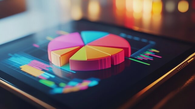 3D Pie Chart Visualization on Digital Tablet Screen