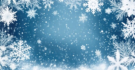 Winter snowflake snowy border background design. AI generated illustration.