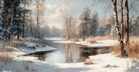 Obraz premium Winter-Spring transition. AI generated illustration.