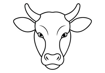 Minimalist One Line Art of a Cow’s Head – Abstract Animal Vector