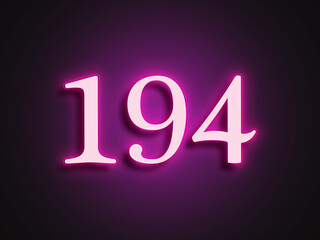 Pink glowing Neon light text effect of number 194.