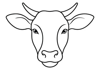 Minimalist One Line Art of a Cow’s Head – Abstract Animal Vector