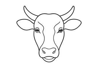 Minimalist One Line Art of a Cow’s Head – Abstract Animal Vector