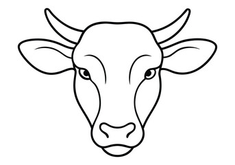 Minimalist One Line Art of a Cow’s Head – Abstract Animal Vector