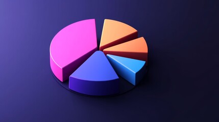 Obraz premium Colorful 3D Pie Chart on Dark Background