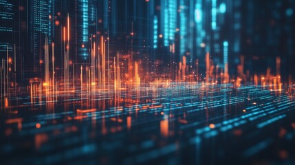 Abstract Digital Data Background with Glowing Effects